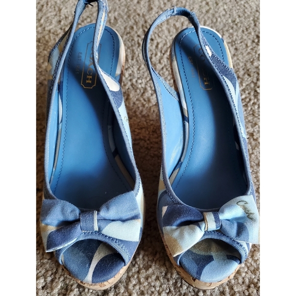 Vintage Coach Sling Back Cork Wedges - Picture 5 of 6